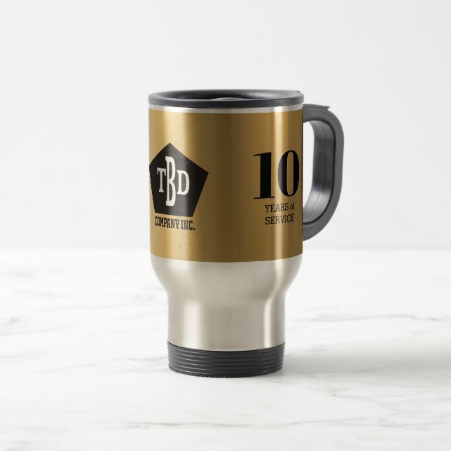 Caneca Térmica Aniversário do marco de 10 anos do funcionário em  (Frente Esquerda)