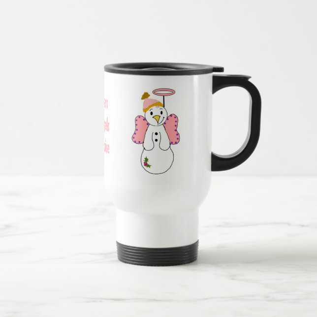 Caneca Térmica Anjo Boneco de Neve com Mensagem para Professores (Direita)