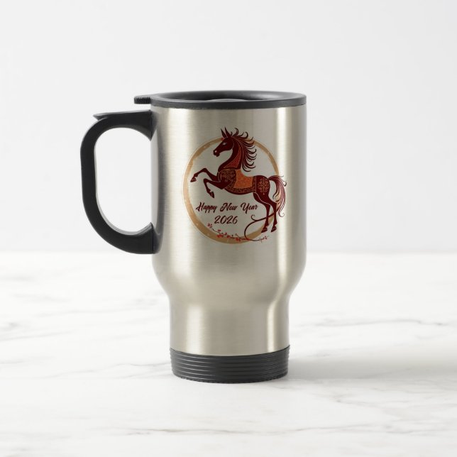 Caneca Térmica Ano do Cavalo 2026 Cor castanha (Esquerda)