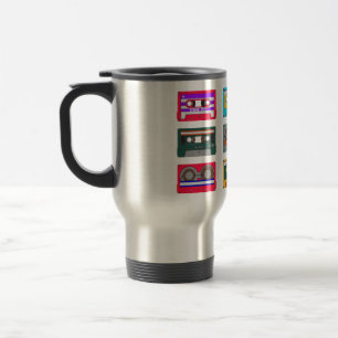 Caneca Térmica Anos 80 de Cassetes Coloridas Retroativas Nostalgi