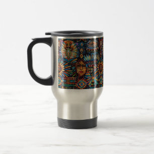 Caneca Térmica Antiga Tapeçaria Azul Pré-Columbiana 444 ml