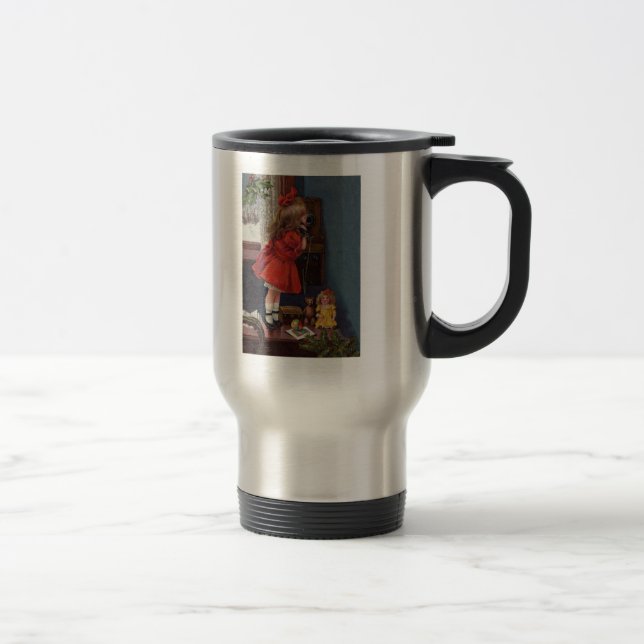 Caneca Térmica Antiguidade de Telefone da Menina de Natal (Direita)