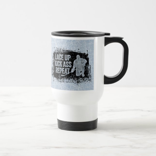 Caneca Térmica Aperte as cordas. Repita. (hóquei) (Direita)