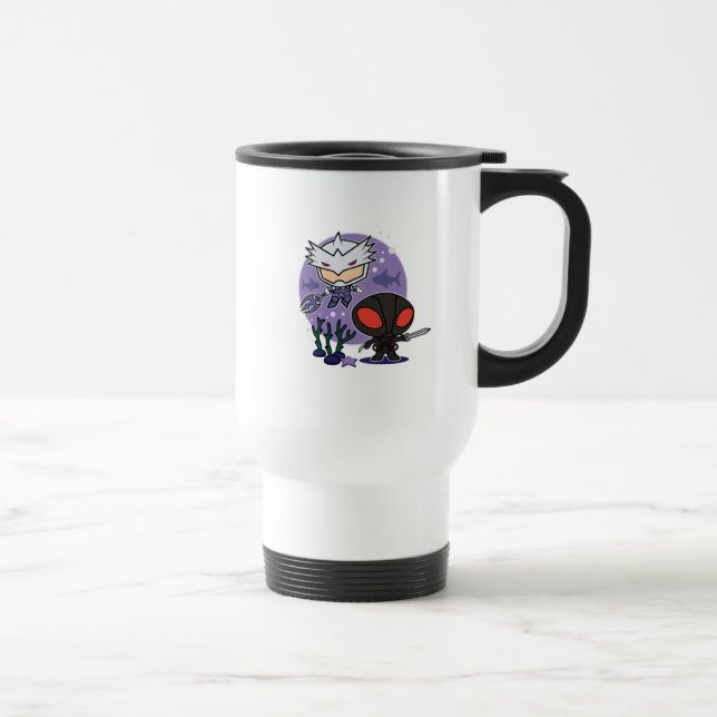 Caneca Térmica Aquaman | Chibi Orm & Black Manta Undersea Graphic (Direita)