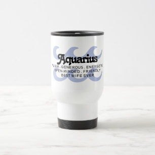 Caneca Térmica Aquarius Zodiac - Sinal Traços Super Mãe Azul