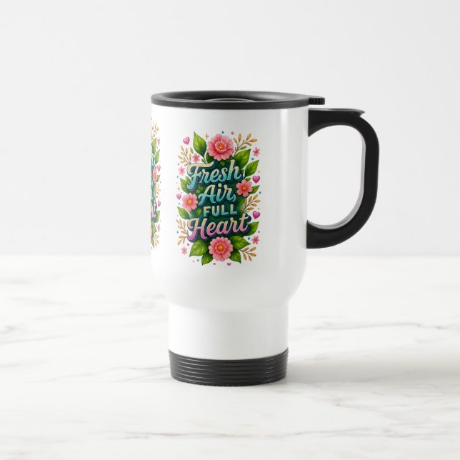 Caneca Térmica Ar fresco, coração de Cheio" (Direita)