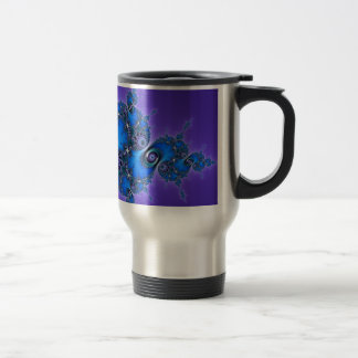 Caneca Térmica Arabesque azul no roxo - fractal sparkly de Julia