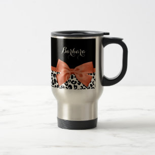 Caneca Térmica Arco De Laranja Queimado Com Impressão De Leopard