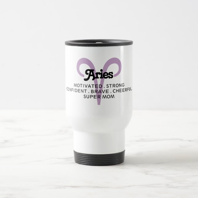Caneca Térmica Aries Zodiac Sinal Traços Super Mãe Roxo (Centro)