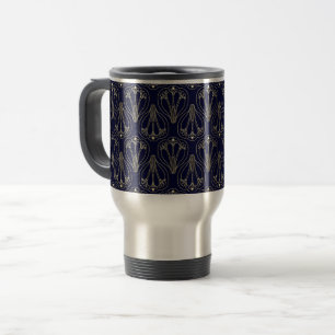 Caneca Térmica Art Nouveau Marinho Azul e Dourado