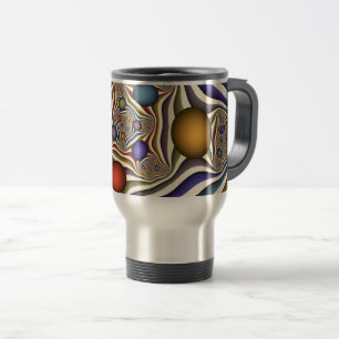 Caneca Térmica Arte abstrata fractal moderna e colorida voando al