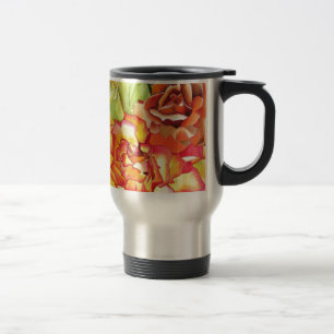 Caneca Térmica Arte aquosa das rosas laranja e amarela