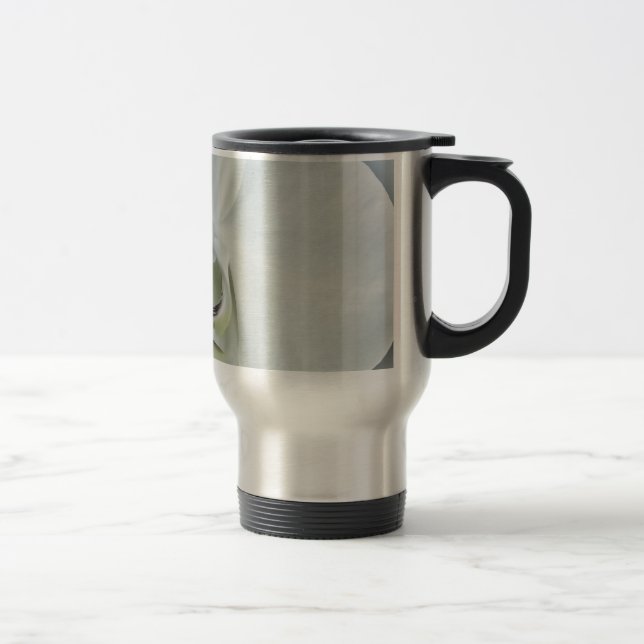 Caneca Térmica Arte Botânica de Orquídea Branca Elegante (Direita)