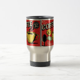 Caneca Térmica Arte clássica vintage em estilo rústico Café Verme