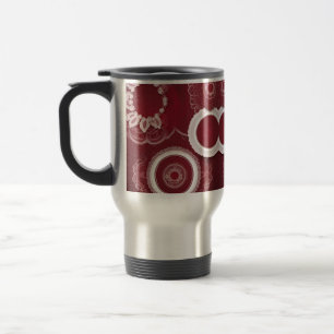 Caneca Térmica Arte Dark Red Floral AI