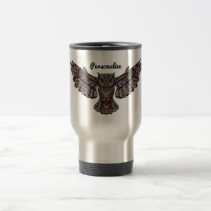 Caneca Térmica Arte de Coruja Metalizada Personalizada