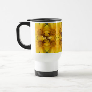 Caneca Térmica Arte de iniciais de monograma personalizado com pé