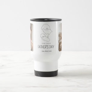 Caneca Térmica Arte de Linha Minimalista 2 Foto Primeiro Dia dos 
