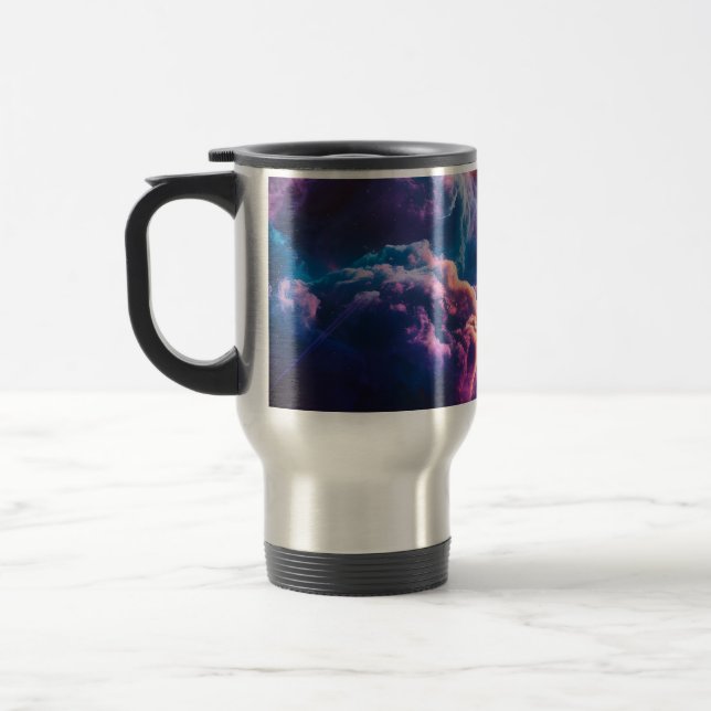 Caneca Térmica Arte de Nebulosa Espacial Abstrata - Colorida e Có (Esquerda)