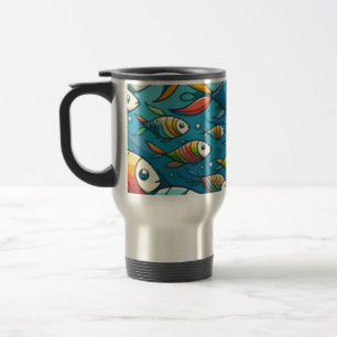 Caneca Térmica Arte de peixe submarino colorida