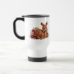 Caneca Térmica Arte de Veado Vermelho Dourado de Luxo