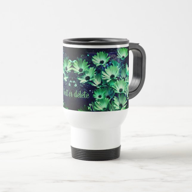 Caneca Térmica Arte Flor Verde-Africana Personalizada (Frente Esquerda)
