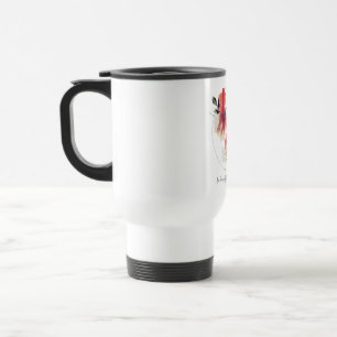 Caneca Térmica Arte Floral Abstrata Elegante com Acentos Dourados