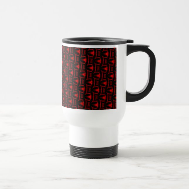 Caneca Térmica Arte Fractal Vermelha E Preta (Direita)