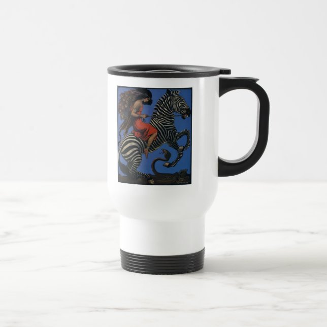 Caneca Térmica Arte Vintage Zebra Art Nouveau Mulher Life 1922 (Direita)