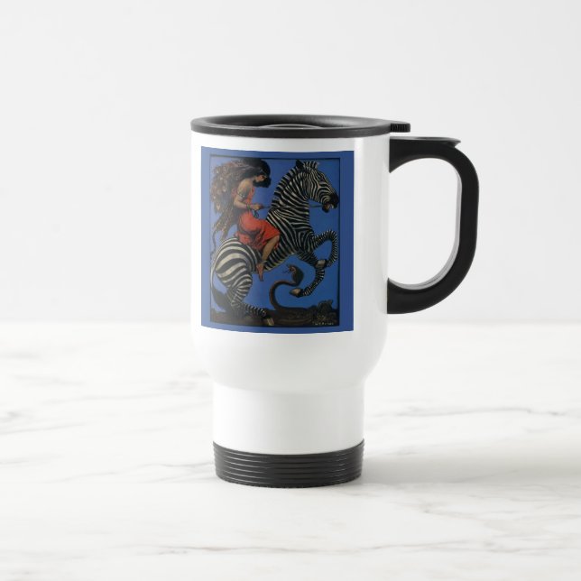 Caneca Térmica Arte Vintage Zebra Art Nouveau Mulher Life 1922 (Direita)