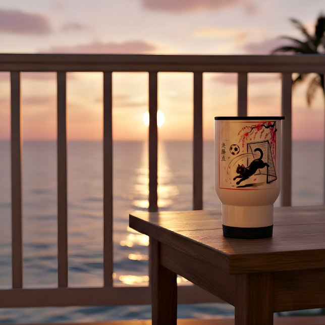 Caneca Térmica Artistic Cherry Blossom Cat Soccer for art lovers (Criador carregado)