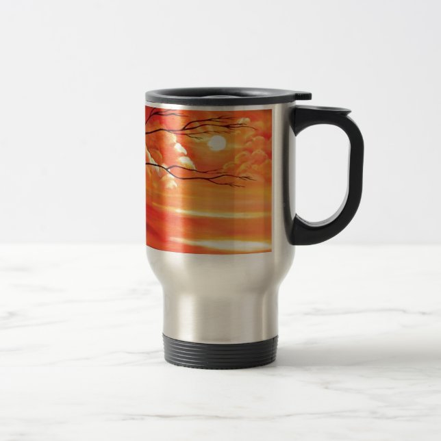 Caneca Térmica Árvore abstrato e Sunset Vermelho (Direita)