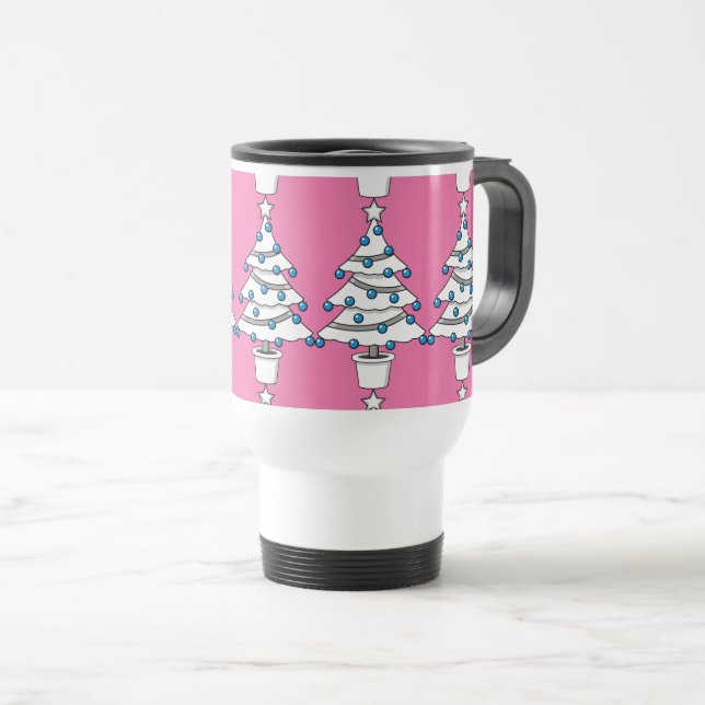 Caneca Térmica Árvore de Natal Branco (Frente Esquerda)
