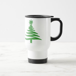 Caneca Térmica Árvore de Natal Moderna Estêncil Impressão Verde