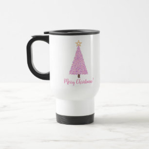 Caneca Térmica Árvore de natal rosa com estrela