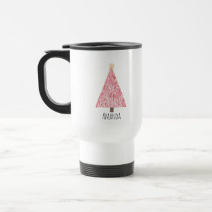 Caneca Térmica Árvore de natal rosa moderna