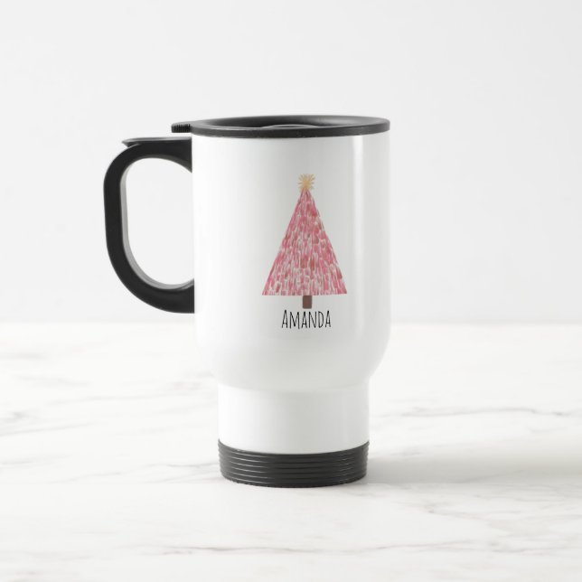 Caneca Térmica Árvore de natal rosa moderna (Esquerda)