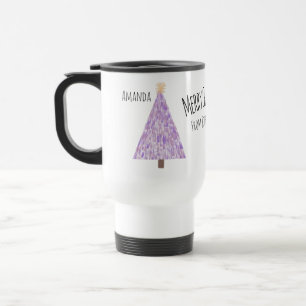 Caneca Térmica Árvore de natal roxa moderna