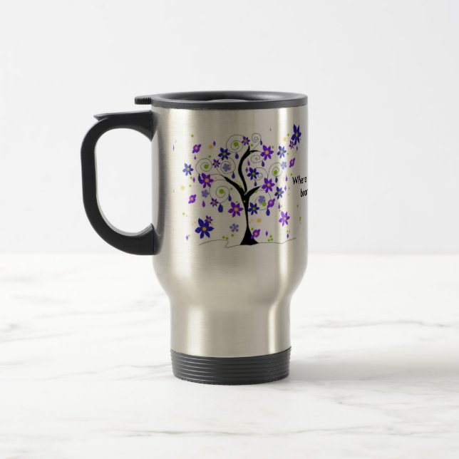 Caneca Térmica Árvore Floral Caprichosa com Dito (Esquerda)