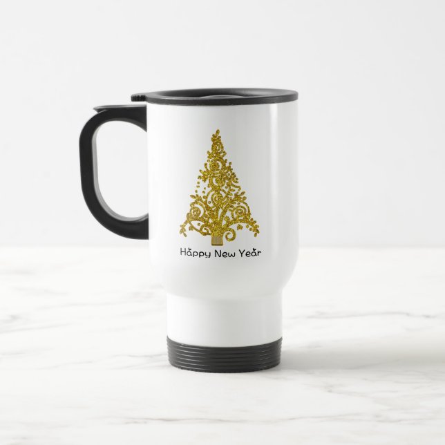 Caneca Térmica árvore ouro de Natal (Esquerda)