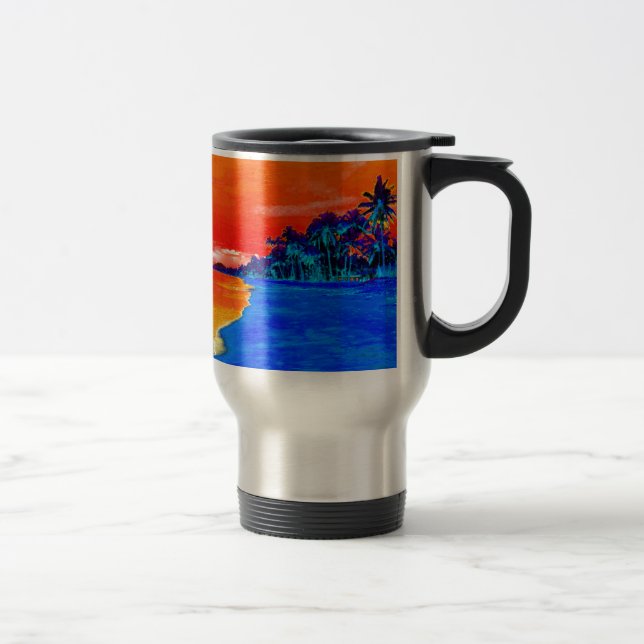 Caneca Térmica Árvores de Palma Exóticas de Praia pop Art (Direita)