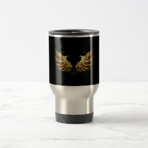 Caneca Térmica Asas de Anjo Douradas em fundo Preto