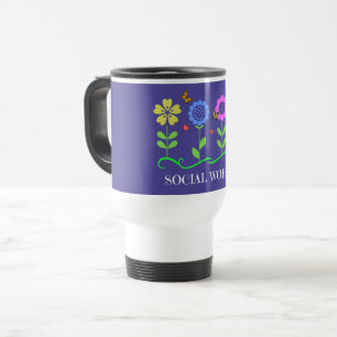 Caneca Térmica "Assistente Social," Gráficos Flores da Primavera