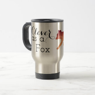 Caneca Térmica Astuto como uma Raposa Tipográfica Aquarela