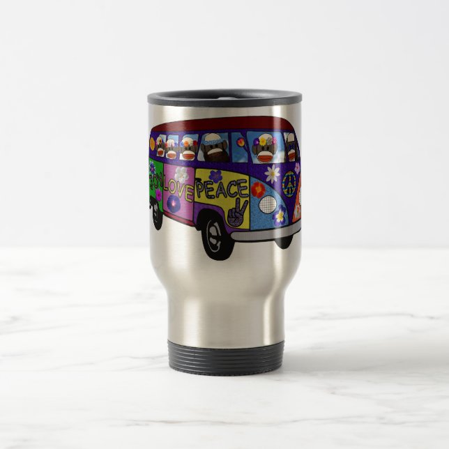 Caneca Térmica Autocarro da Paz do Macaco de Meia  (Centro)