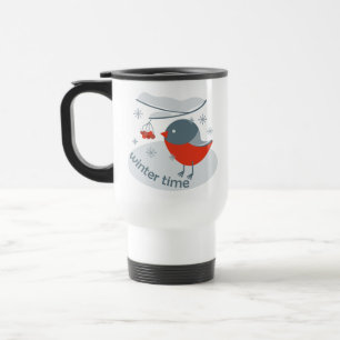 Caneca Térmica Ave-de-toucinho e bagas-de-corda-vermelha