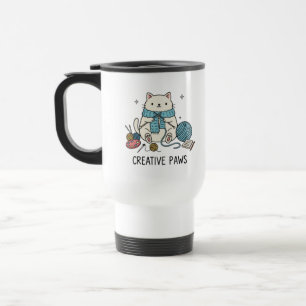 Caneca Térmica Aventura de Viagem com Gato Branco Caprichoso em F