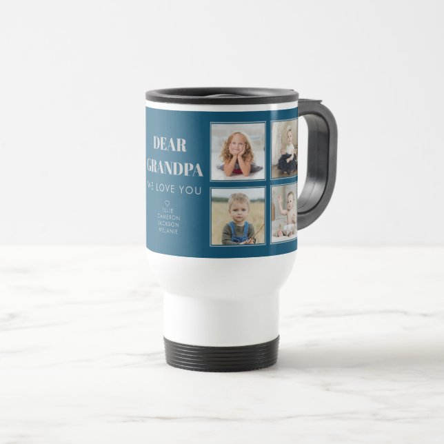 Caneca Térmica Avô Personalizado Moderno Amo-Te 8 Fotos (Frente Esquerda)