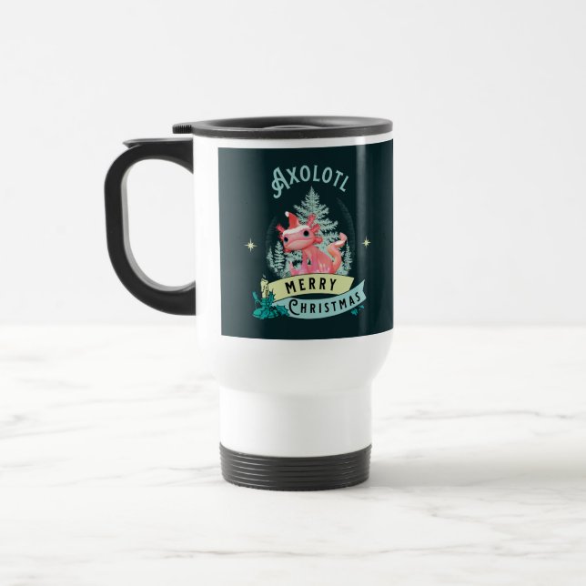 Caneca Térmica Axolote Engraçado Feliz Natal (Esquerda)