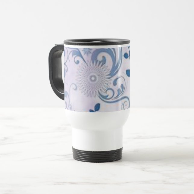 Caneca Térmica Azuis, pântanos e flores (Frente Esquerda)
